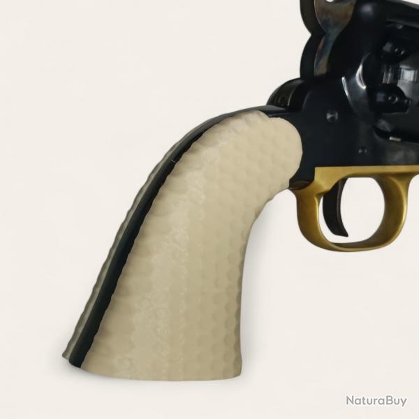 Plaquettes Remington 1858 Pietta texture miel couleur os