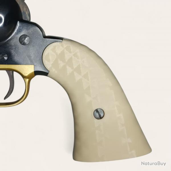 Plaquettes Remington 1858 Pietta texture moletée couleur os