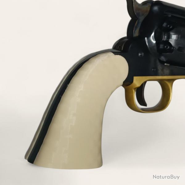 Plaquettes Remington 1858 Pietta texture molete couleur os