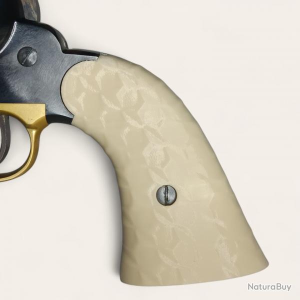 Plaquettes Remington 1858 Pietta texture noeud papillon couleur os