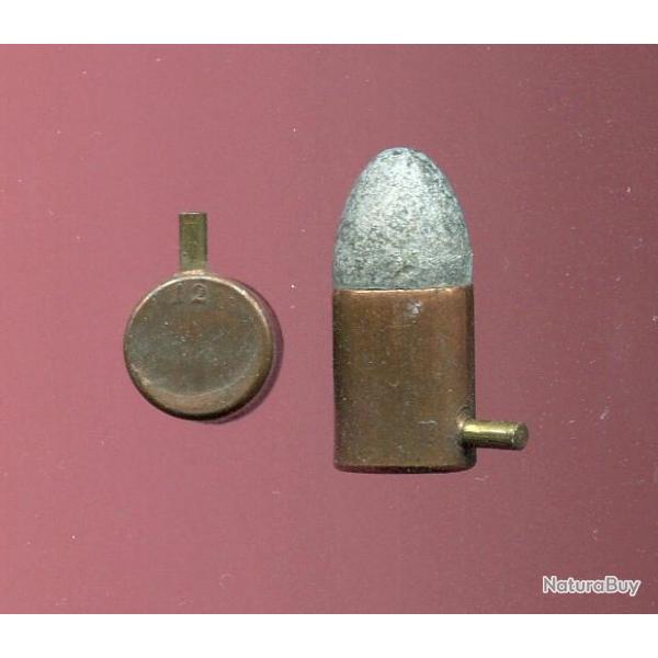12 mm  Broche - tui cuivre ou laiton - pour revolver Lefaucheux