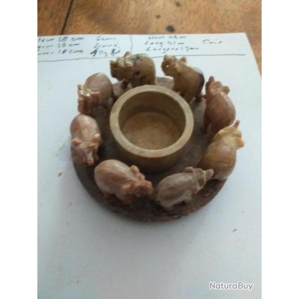 Rond de petits lphants culture en pierre et brle parfum
