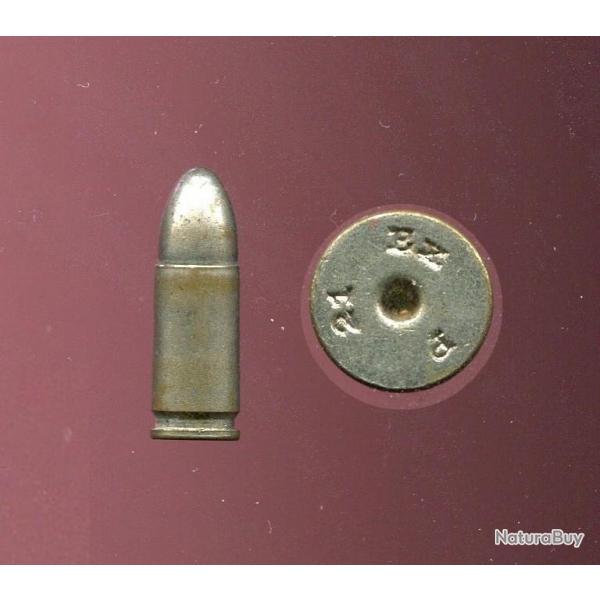 9 mm Parabellum Allemagne - inerte lgre nickel - marquage : Ex P 21 - balle vide sans noyau plomb