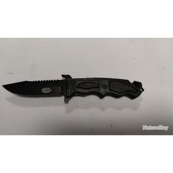 Couteau survie noir lame noire ref E11