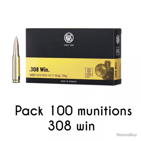 100 munitions RWS TARGET ELITE PLUS 308 Win 154 grains 
