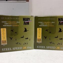 7126 LOT DE 50 CARTOUCHES MARY ARM STEEL SPEED 28MAG ACIER CAL20 NEUF