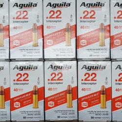 500 cartouches AGUILA de 22 LR modèle INTERCEPTOR HV (448 m/s) à balle cuivrée de 40 grs