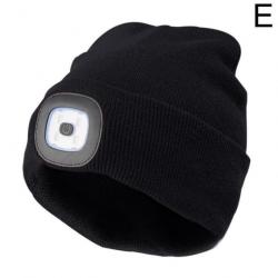Bonnet LED Rechargeable Unisex Noir Chapeau d'Hiver pour le Camping, Randonnée, Chasse et la Pêche