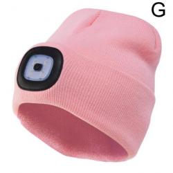 Bonnet LED Rechargeable Unisex Rose Chapeau d'Hiver pour le Camping, Randonnée, Chasse et la Pêche