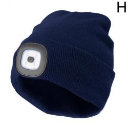 Bonnet LED Rechargeable Unisex Navy Chapeau d'Hiver pour le Camping, Randonnée, Chasse et la Pêche