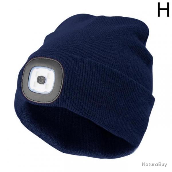 Bonnet LED Rechargeable Unisex Navy Chapeau d'Hiver pour le Camping, Randonne, Chasse et la Pche