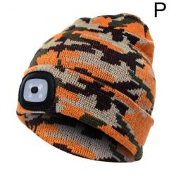 Bonnet LED Rechargeable Unisex Camo1 Chapeau d'Hiver pour le Camping, Randonnée, Chasse et la Pêche