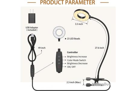 Lampe De Bureau Led, 3 Modes De Couleur 10 Niveaux De Luminosité