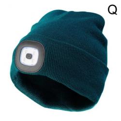 Bonnet LED Rechargeable Unisex Bleu1 Chapeau d'Hiver pour le Camping, Randonnée, Chasse et la Pêche