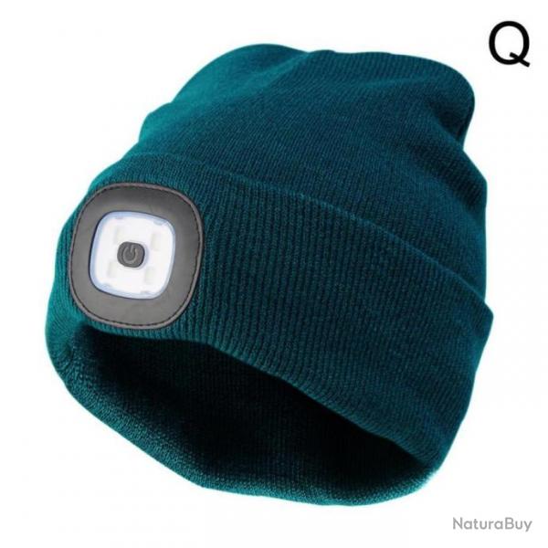 Bonnet LED Rechargeable Unisex Bleu1 Chapeau d'Hiver pour le Camping, Randonne, Chasse et la Pche