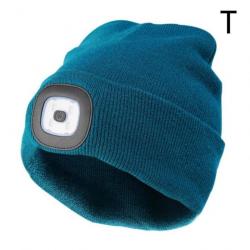 Bonnet LED Rechargeable Unisex Bleu3 Chapeau d'Hiver pour le Camping, Randonnée, Chasse et la Pêche
