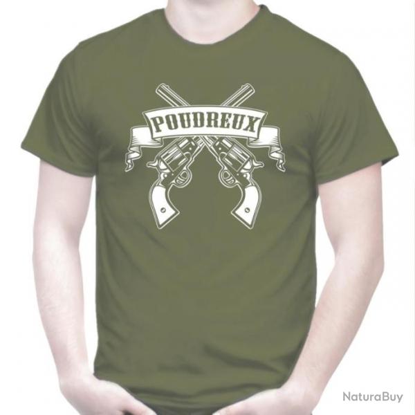 TEE SHIRT - POUDREUX - Tir poudre noire Revolver  amorce 1075 Remington Army calibre 36 cal.44 Colt