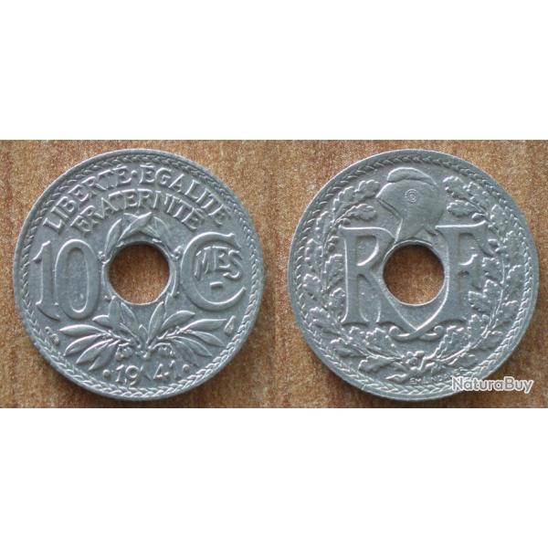 France 10 Centimes 1941 avec point a date et Ctmes Soulign Lindauer Piece Centime En Franc Francs
