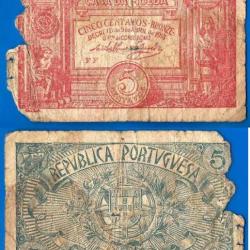 Portugal 5 Centavos 1913 Billet Escudo Escudos