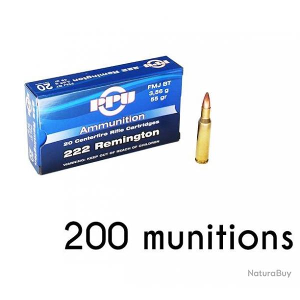 200 munitions Partizan 222 rem FMJ 55 grains 