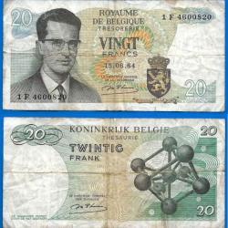 Belgique 20 Francs 1964 Roi Baudouin Atomimum Billet Frcs Frc Frs Belgium Franc