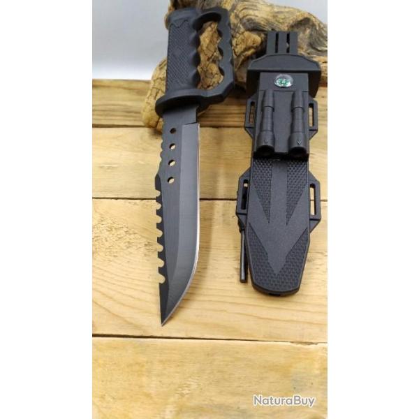 Couteau Soldier avec pierre  feu Lame 19 cm manche poing amricain