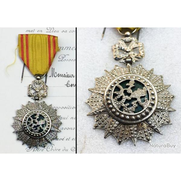 TRES BELLE & RARE MDAILLE NISHAN IFTIKAR + DOCUMENT NOMINATIF, PRIODE DE GAULLE, 100% ORIGINAL