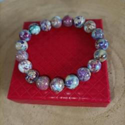 Bracelet Jaspe Impérial perles 10 mm avec écrin ( Réf : 124  ) ( Promo de Noel )