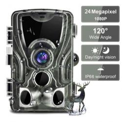 Caméra de Chasse 24MP 1080P IP66 Étanche 36Pcs LED Vision Nocturne Infrarouge 69FT Grand Angle 120°