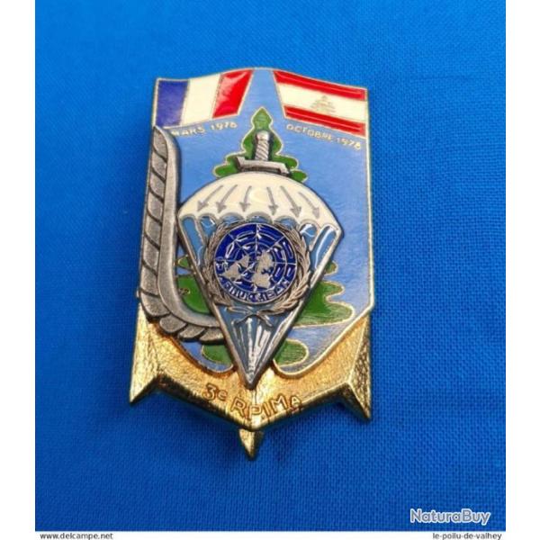 INSIGNE 3 EME RPIMA FINUL LIBAN 1978, 3 EME REGIMENT PARACHUTISTES D'INFANTERIE DE MARINE