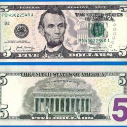 Usa 5 Dollars 2017 A Neuf Mint New York B2 Lincoln Billet Etats Unis Dollar