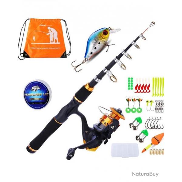 Kit canne  pche tlescopique avec moulinet d'enfant pour la pche  la truite d'eau douce. j
