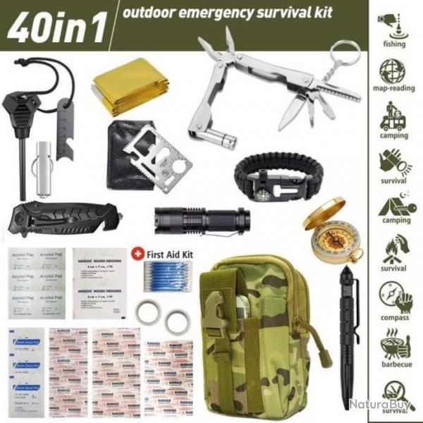 Kit de Survie d'urgence 40 en 1 Multi-Outils De Survie