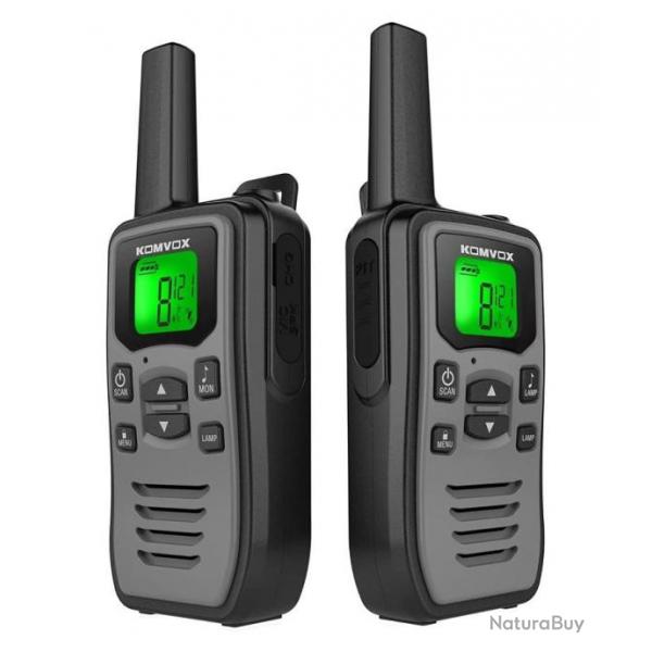 Talkie Walkie 16 Canaux  Longue Porte142 Codes VOX LED Rechargeable Randonne Camping Chasse Pche