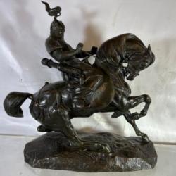 BARYE Antoine Louis cavalier tartare fonte Barbedienne en bronze sculpture