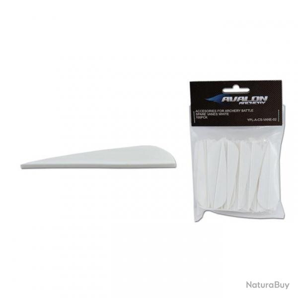 Lot de 100 plumes Avalon Archery Battle Blanc