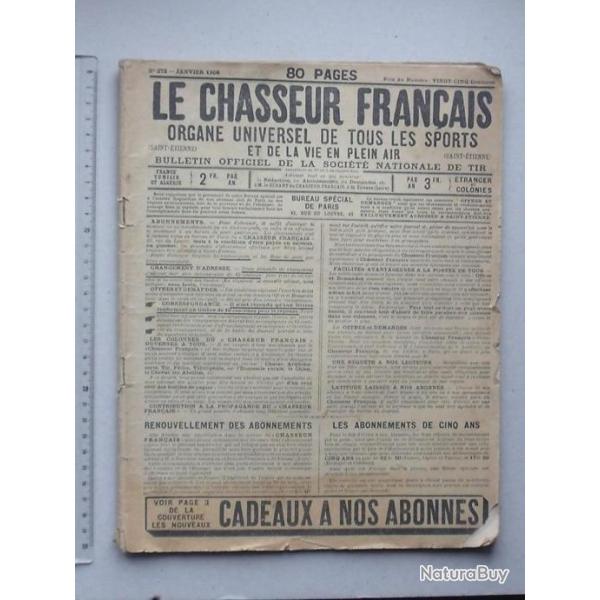 LE CHASSEUR FRANCAIS: AUTHENTIQUE Revue de janvier 1908 - Chasse Arme Sport Publicits - 80 pages