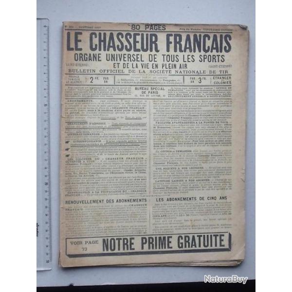 LE CHASSEUR FRANCAIS: AUTHENTIQUE Revue de octobre 1907 - Chasse Arme Sport Publicits - 80 pages