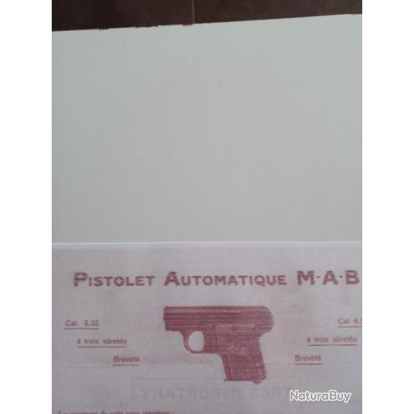 Photocopie de la notice d utilisation du pistolet MAB 6 35 modle A