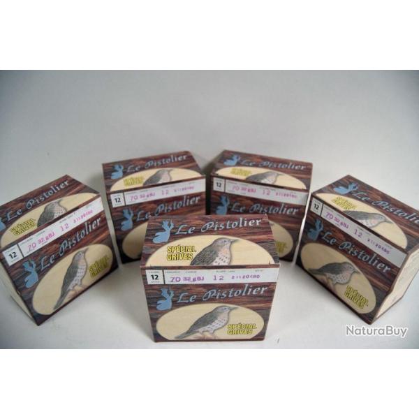 Cartouches Tunet le pistolier spcial grives plomb 12 - calibre 12 x5 boites