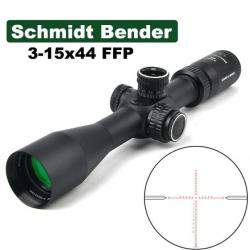 Lunette Schmidt Bender HD 3-15X44 FFP Optique Chasse Tir Tactique + Rail 11mm au 20mm