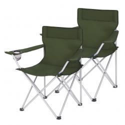 Lot de 2 chaises de camping pliables sièges pliantes extérieur confortable avec accoudoirs et porte