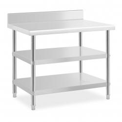 Table de travail acier inoxydable avec dosseret - 100 x 70 x 16.5 cm - 204 kg - 2 tablettes 14_0007