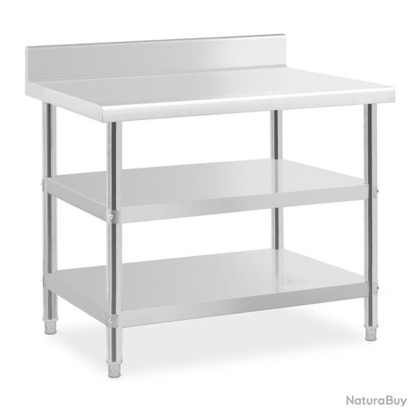 Table de travail acier inoxydable avec dosseret - 100 x 70 x 16.5 cm - 204 kg - 2 tablettes 14_0007