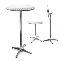 Table bistro haute bar aluminium réglage hauteur pliable 74/114cm diamètre 60cm salon 16_0002490