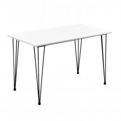 Table de salle à manger cuisine salon pour 4 personnes plateau MDF pieds acier épingle à cheveux 12