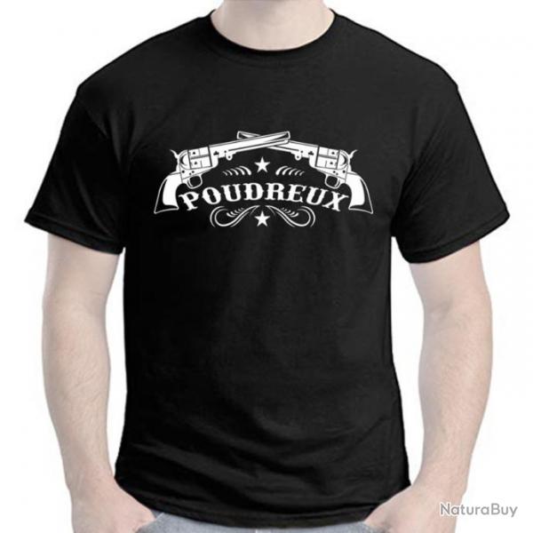 TEE SHIRT - POUDREUX - tir poudre noire Black powder PN Navy Sheriff calibre .44 .36 Remington Colt