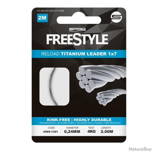Bas de Ligne Spro FreeStyle Reload Titanium Leader 11kg 2m 0,40mm