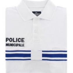 Polo Police Municipale manches courtes blanc