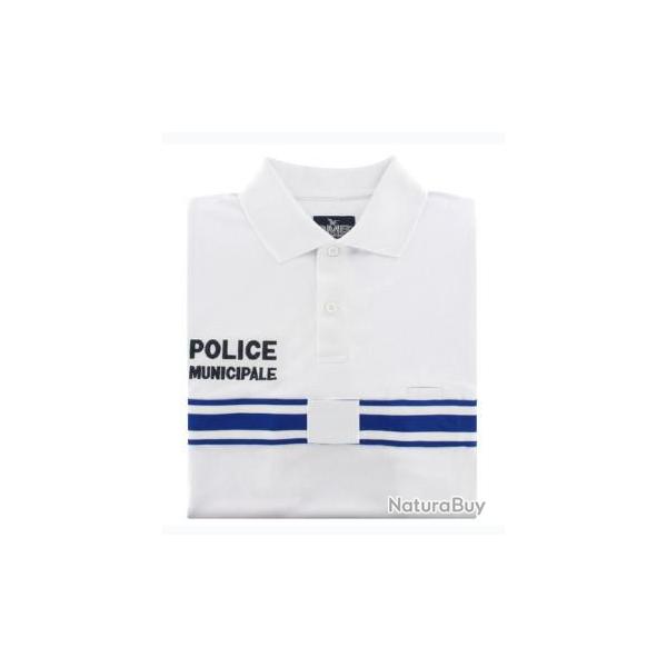 Polo Police Municipale manches courtes blanc